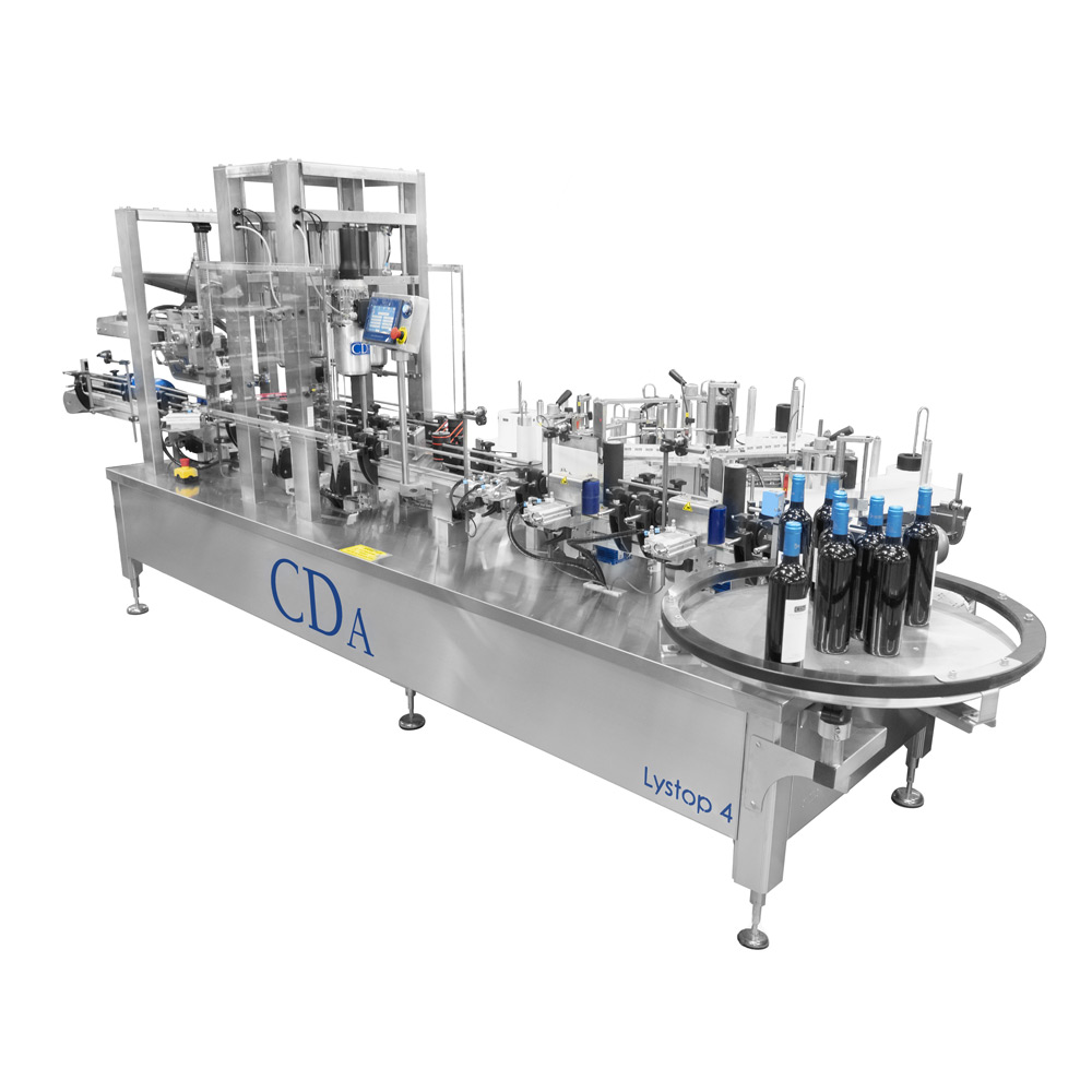 Automatic labeler and crimper for wine bottles. | Lystop 4