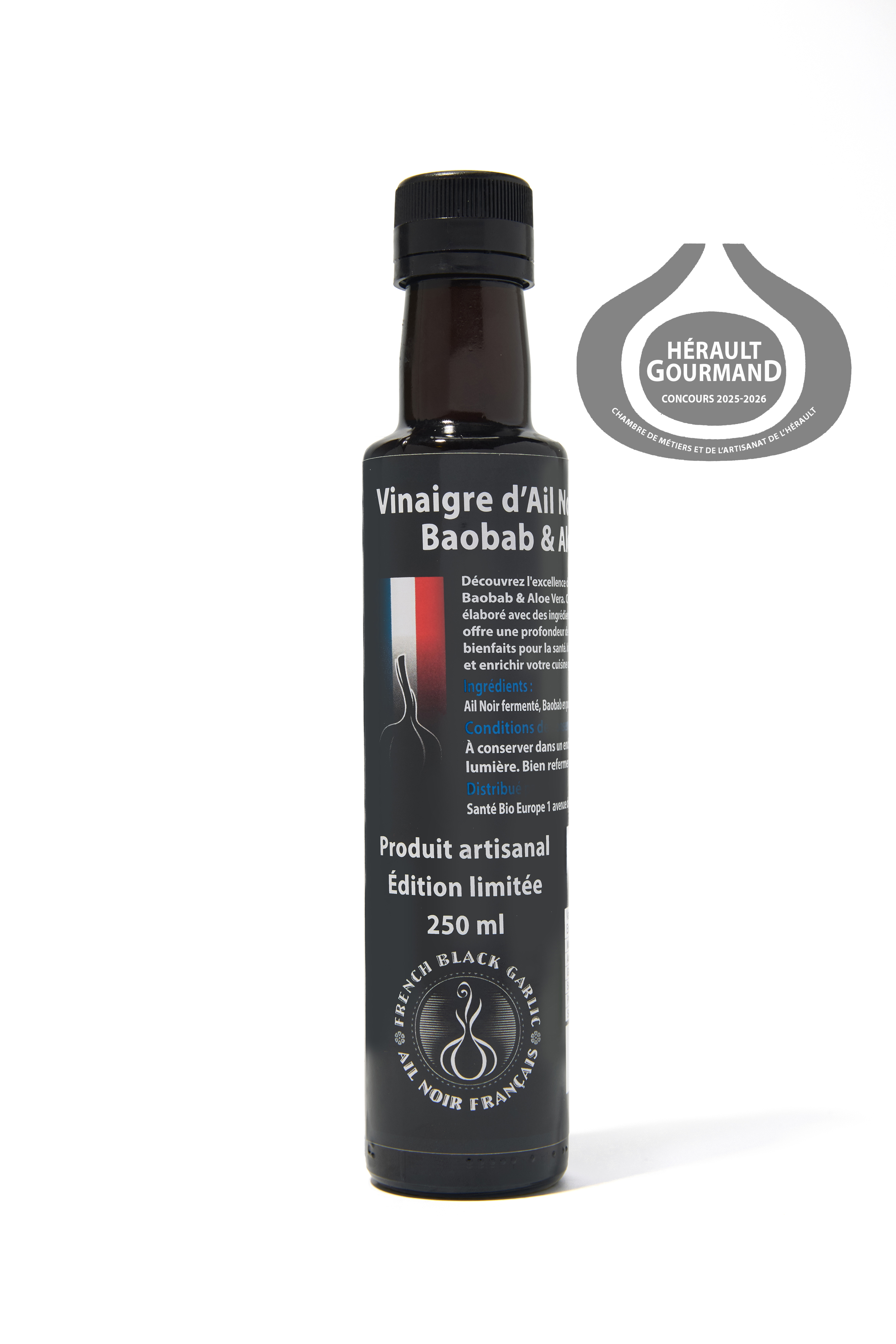 Vinaigre d’Ail Noir Français Baobab & Aloe Vera – Médaillé d’Argent