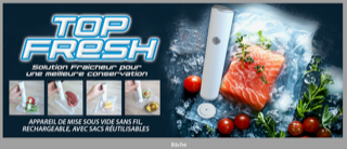 APPAREIL MISE SOUS VIDE ALIMENTAIRE SANS FIL ET RECHARGEABLE AVEC SACS REUTILISABLES TOP FRESH